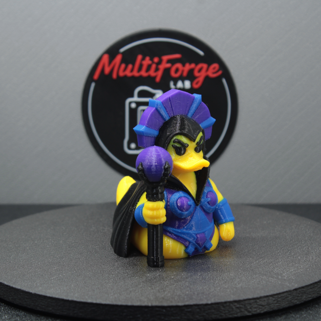 Evil Ducklyn Dash & Cruise Duck Front Iso Hero View showing Staff, Armor, and rubber duck inspired geometry.