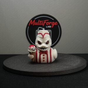 I-Scream Terrorizer Dash & Cruise Duck figurine, straight-on front view showing the jagged grin and red bowtie